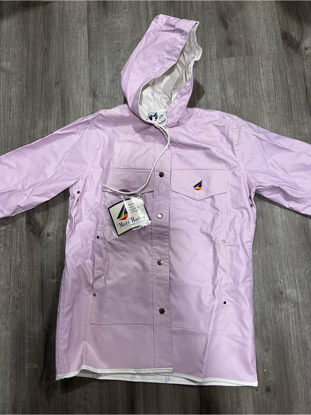Vintage Misty Harbor Lilac Vinyl Raincoat | Hooded 80s 90s cottagecore Women’s S